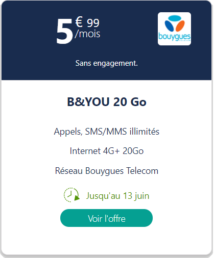 Promo Bouygues Telecom à 5€