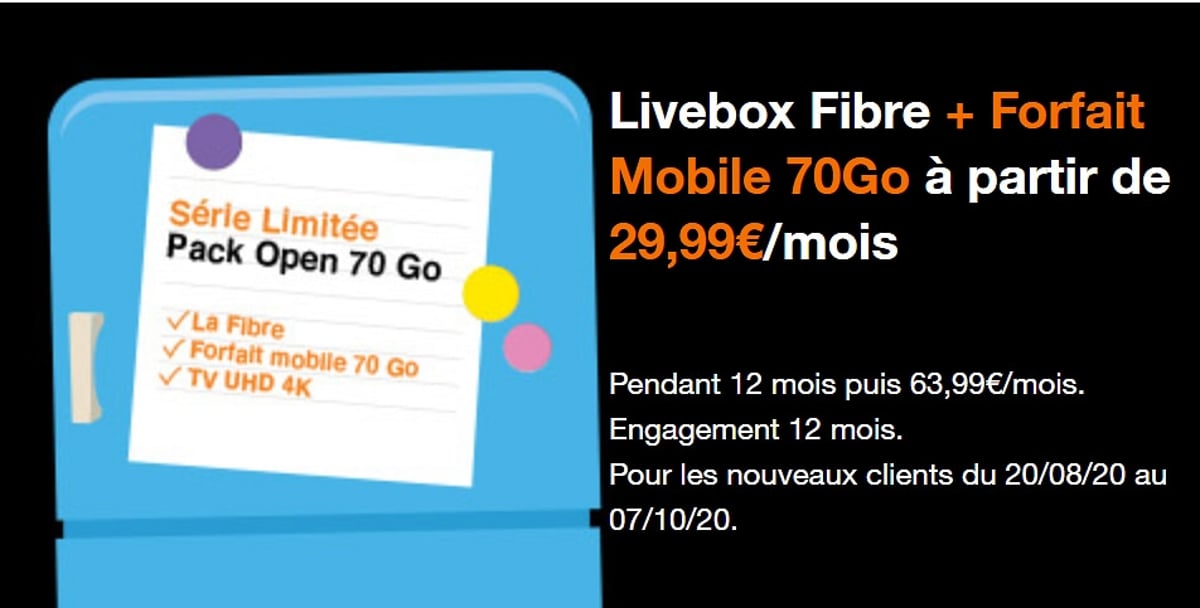 Orange : une nouvelle offre box Internet + forfait 70 Go à 30€/mois